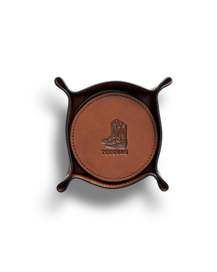 Front view of Bartlett Coaster 4 Pack - Cognac on plain background