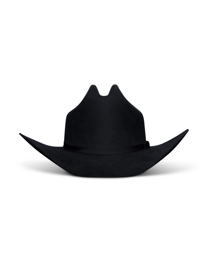 Front view of Cattleman Fur Cowboy Hat - Black on plain background