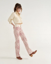 Full view of Women's Vintage High Rise Jean - Red Bandana on model