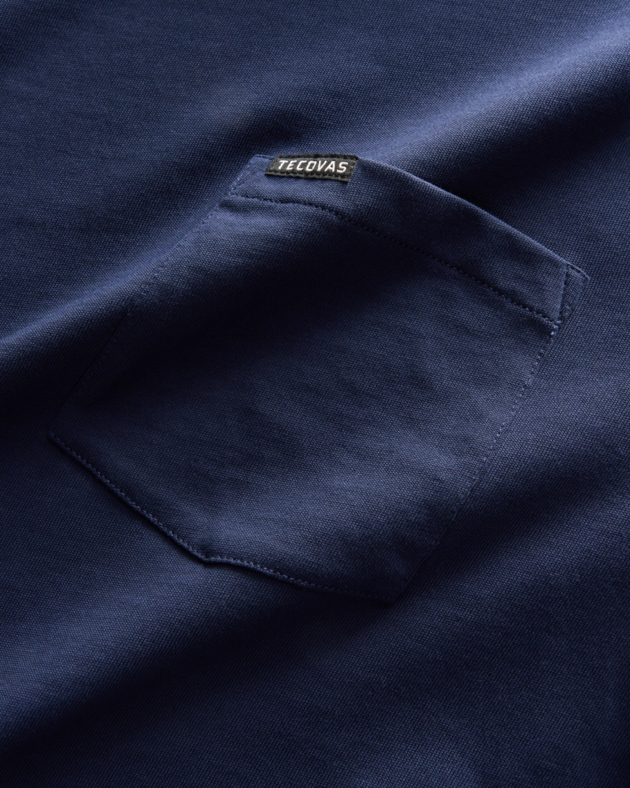 Closeup detail view of Standard Issue Pocket Tee - Navy