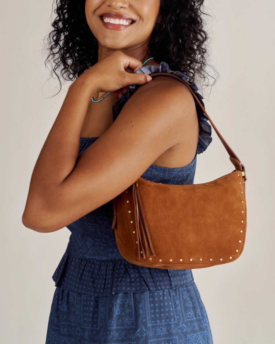 The Slouchy Shoulder Bag - Saddle suede | Tecovas