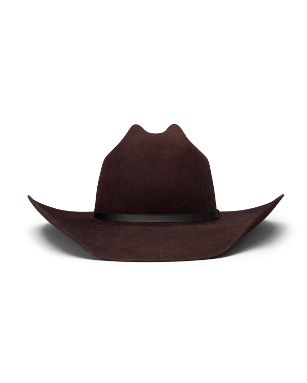 Front view of Cattleman Fur Cowboy Hat - Black Cherry on plain background