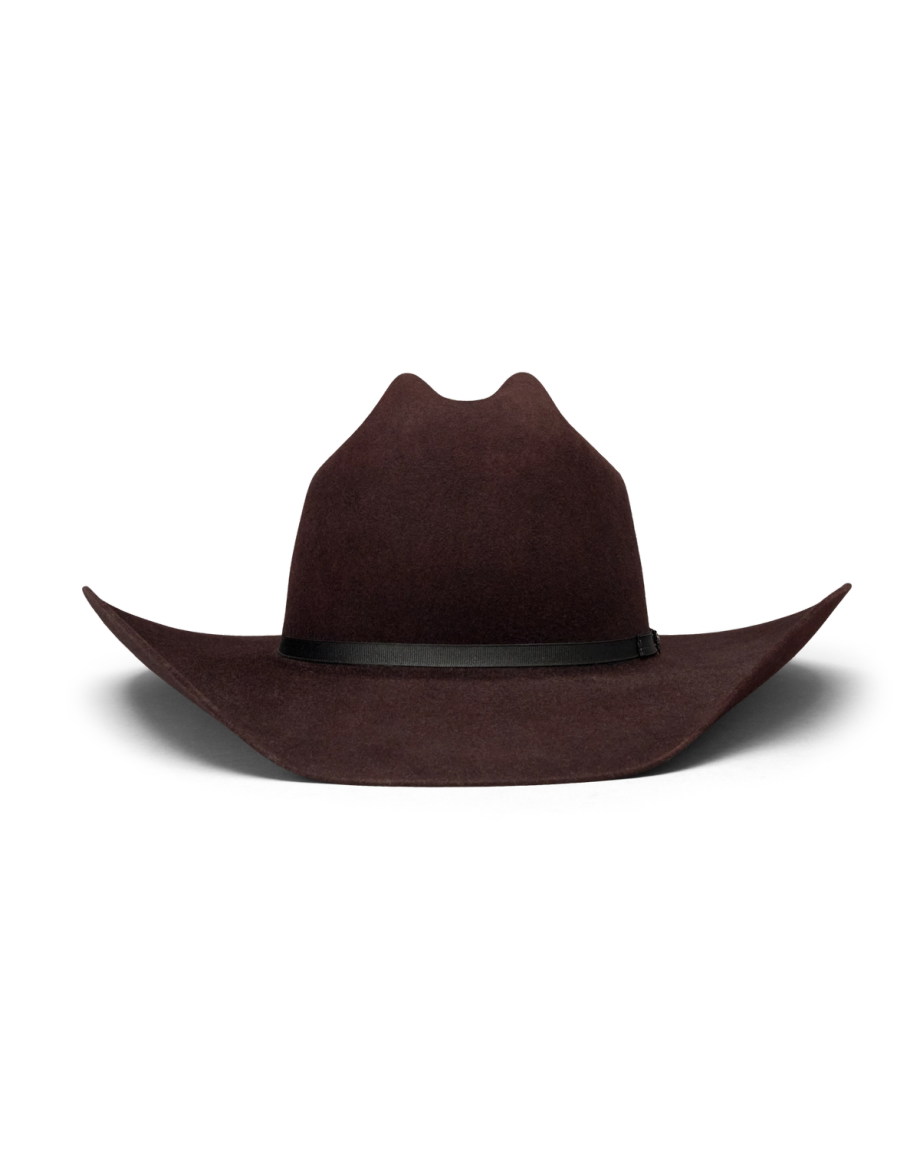 Front view of Cattleman Fur Cowboy Hat - Black Cherry on plain background