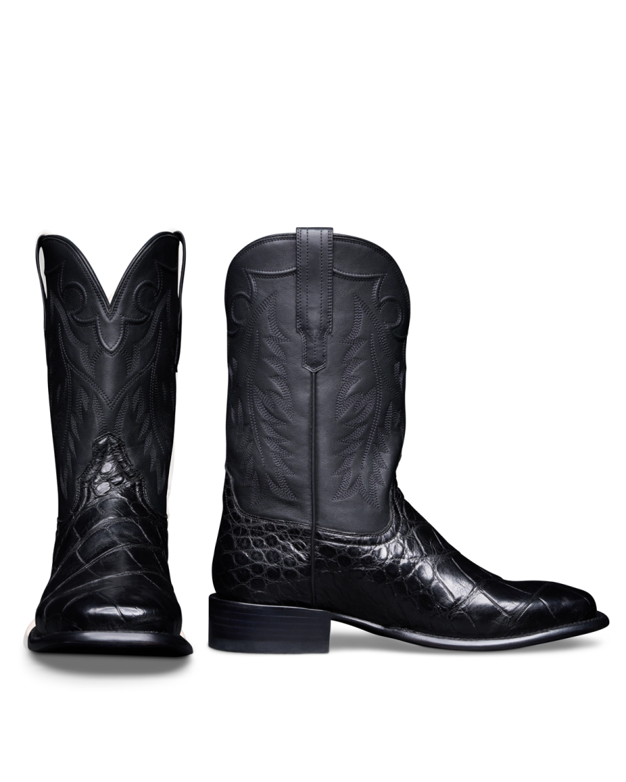 The Adams Cowboy Boot - Black giant gator | Tecovas