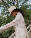 View of The Belle Wool Cowgirl Hat - Cream