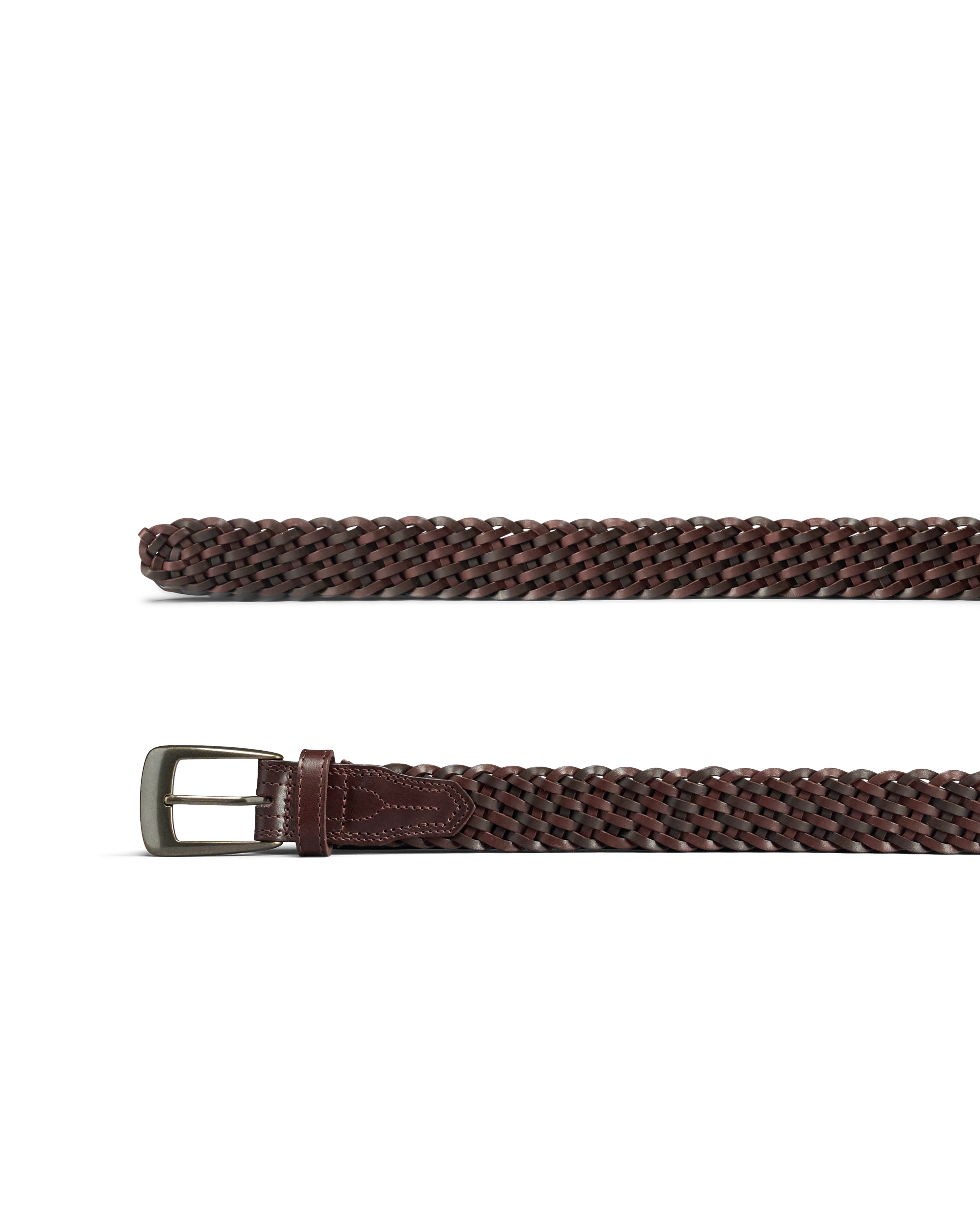 Closeup view of Men's Braided Belt - Medium Brown