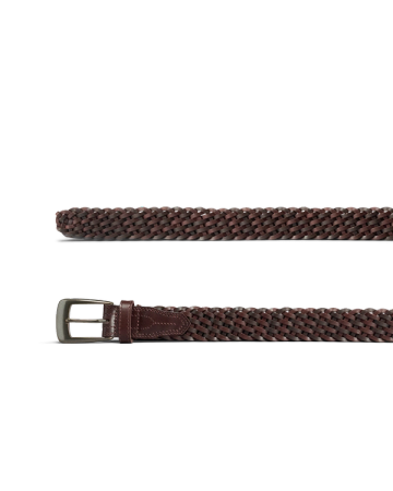 Closeup view of Men's Braided Belt - Medium Brown