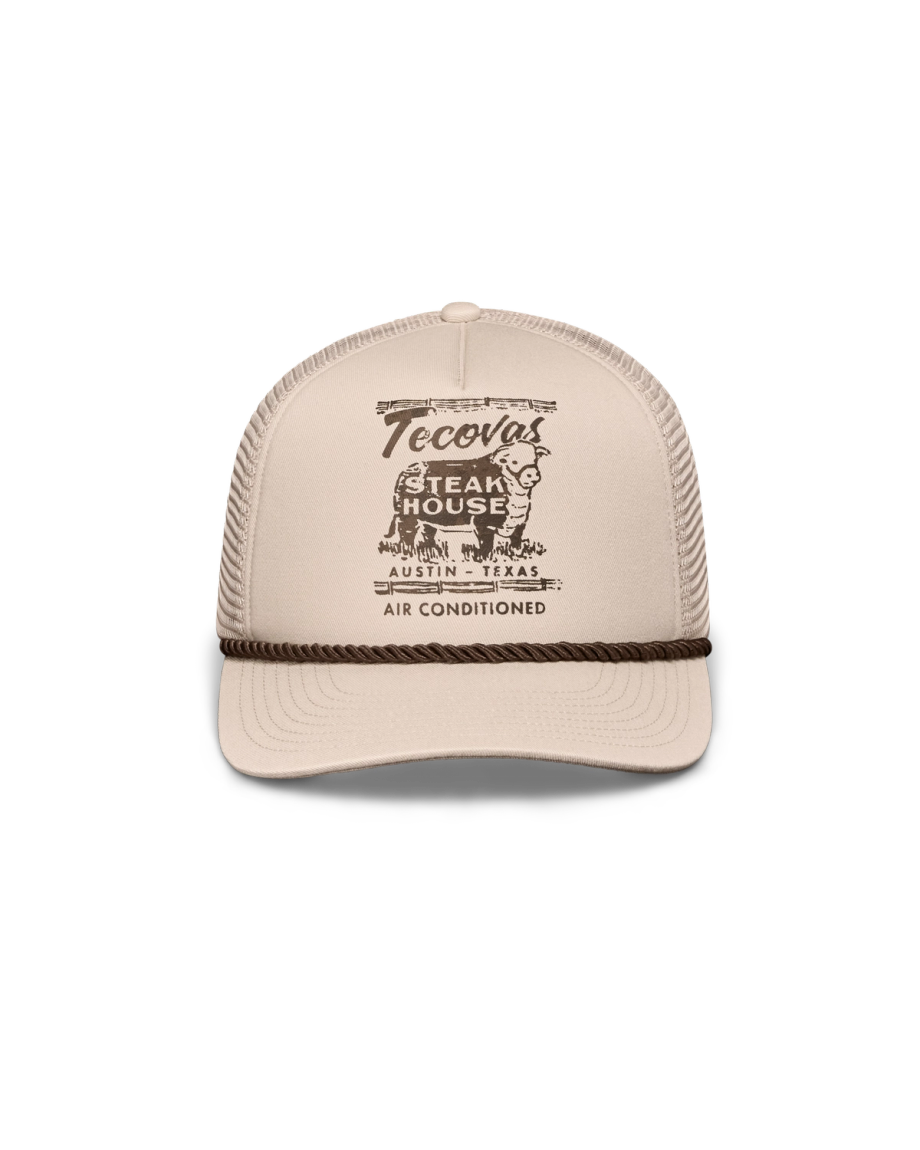 Front view of Tecovas Steakhouse Trucker - Cream on plain background