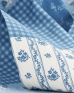 Closeup view of Patchwork Ribbon Scarf - Blue/White