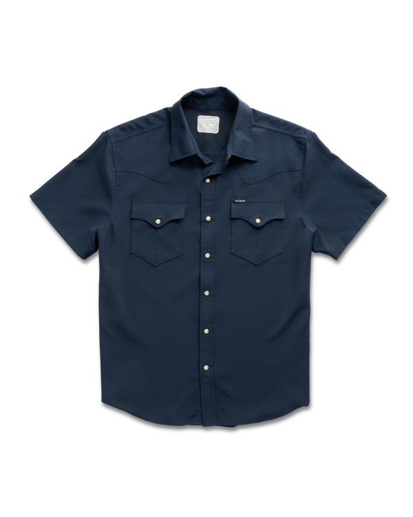 Closeup detail view of Men's Performance Western Pearl Snap SS - Navy