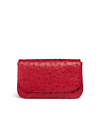 Front view of Ostrich Flap Shoulder Bag - Barn Red on plain background