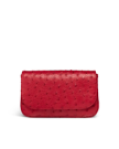 Front view of Ostrich Flap Shoulder Bag - Barn Red on plain background