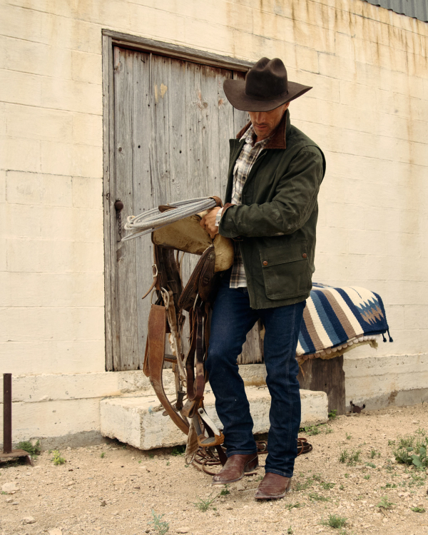 View of Men's Slim Straight Heritage Denim - Dark Blue