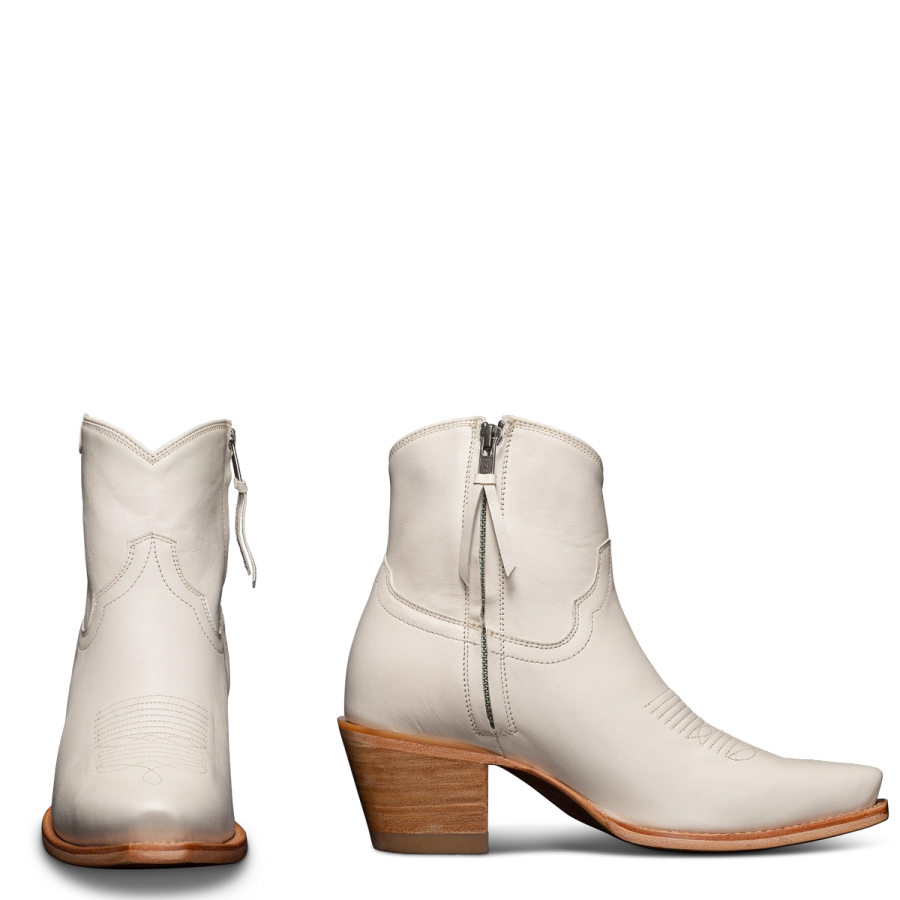 The Daisy Snip Toe Bootie - White cowhide | Tecovas