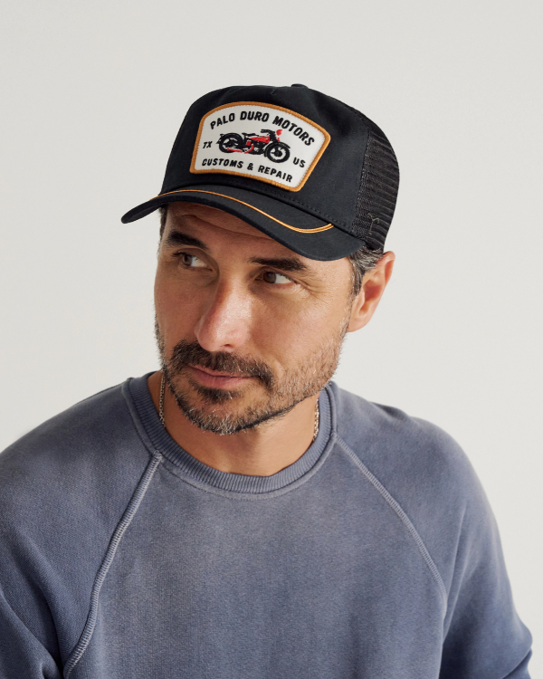 View of Palo Duro Motors 5 Panel Low Pro Trucker - Black