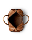 Front view of Lightweight Leather Duffle - Heritage Tan on plain background