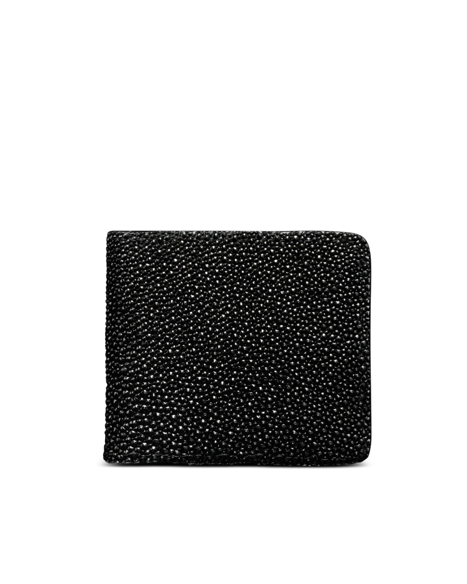 Back view of Men's Stingray Billfold - Jet Black on plain background