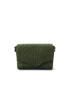 Front view of Ostrich Shoulder Bag - Forest Green on plain background