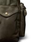 Closeup view of Men's Leather Backpack - Dark Olive