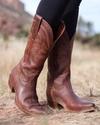 Women in  dark brown sequoia bovine annie boots