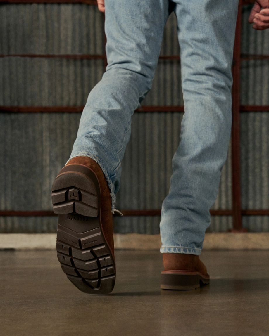 Toe view of LongHaul Waterproof Square Soft Toe Work Boot - Rust Cowhide on plain background