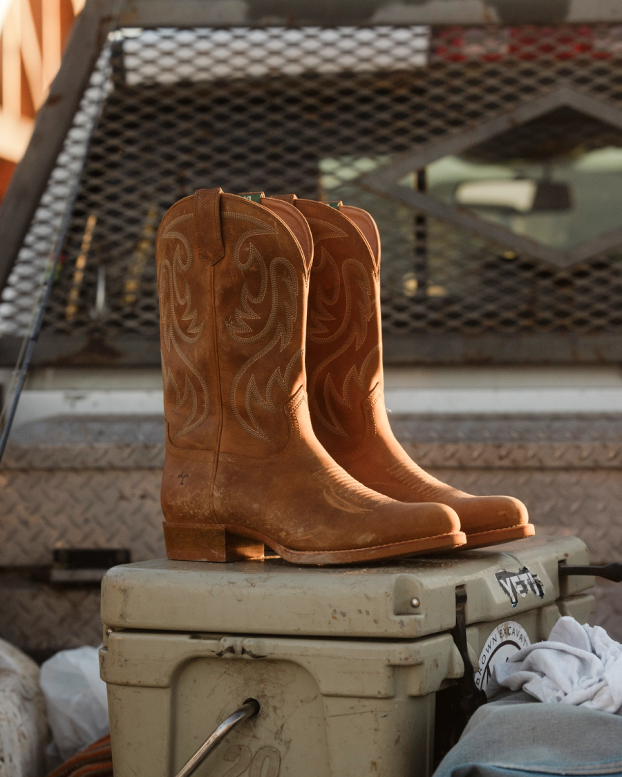 tobacco brown boots The Buck Cowboy Boot - Light Tobacco cowhide