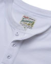 Closeup of the men's short sleeve henley in white