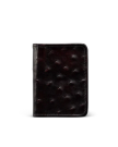 Front view of Ostrich Bifold Card Case - Black Cherry on plain background