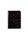 Front view of Ostrich Bifold Card Case - Black Cherry on plain background
