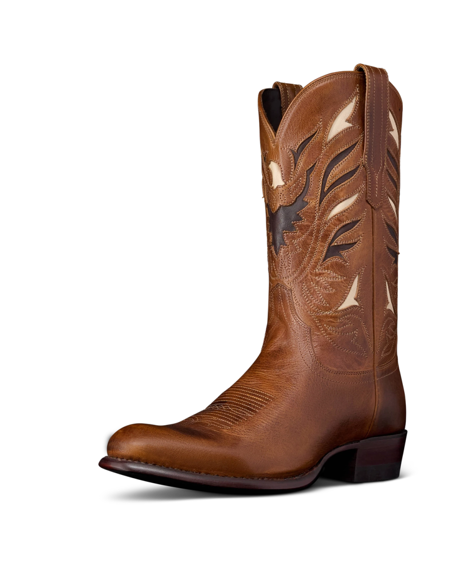 Quarterfront view of The Cartwright Eagle - Roasted Chestnut Deerskin  on plain background