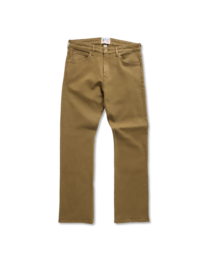 Front view of Men's Slim Straight Stretch Twill - Olive on plain background