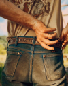 View of Men's Tecovas x Mossy Oak Belt - Brown / OG Bottomland