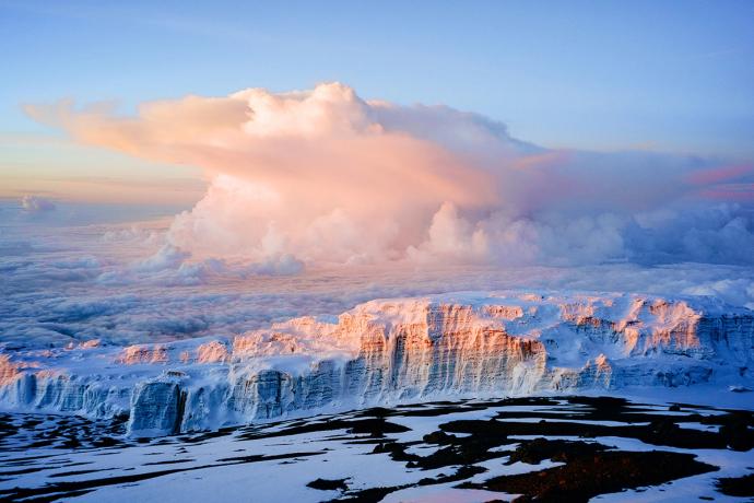 snow covered landscape & cliff