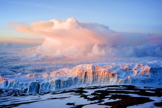 snow covered landscape & cliff