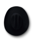 Top view of Cattleman Fur Cowboy Hat - Black on plain background