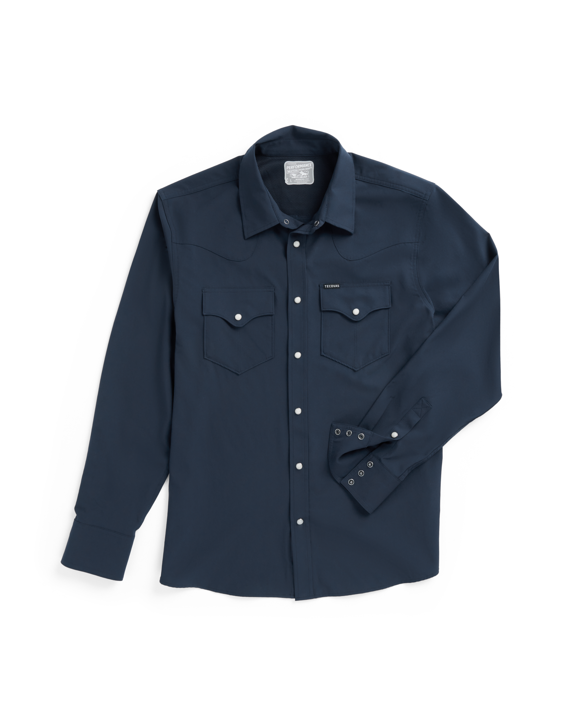 Closeup detail view of Men's Performance Western Pearl Snap - Navy