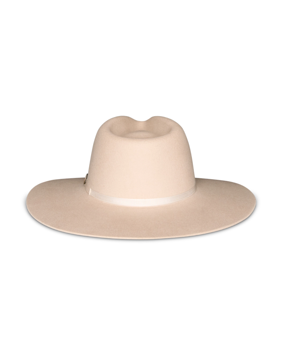 Back view of The Belle Wool Cowgirl Hat - Cream on plain background