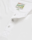 Closeup of the men's short sleeve henley in white