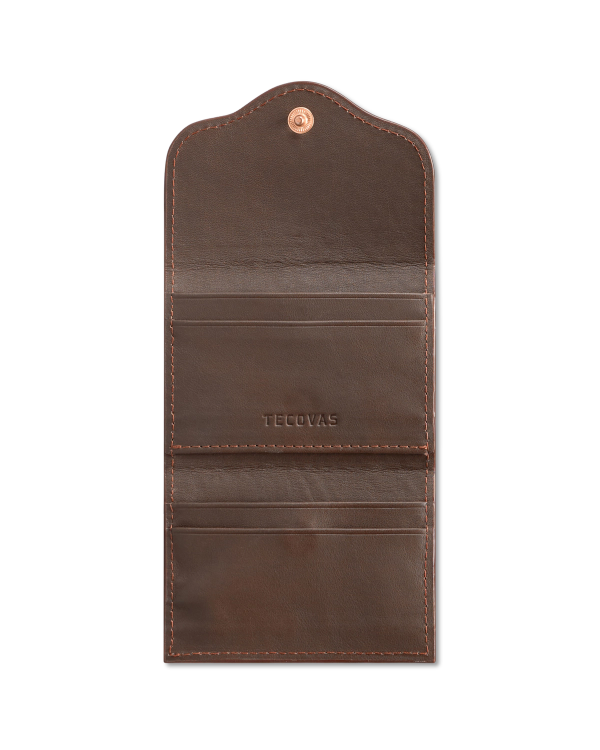 Inside view of Lizard Card Case - Coffee on plain background