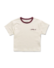 Front view of Women's Vintage Ringer Tee - Bone / Burgundy on plain background