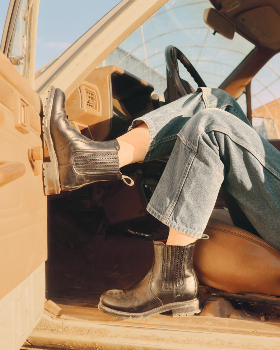 The Rugged Chelsea in Midnight Cowhide - Women's Bootie | Tecovas