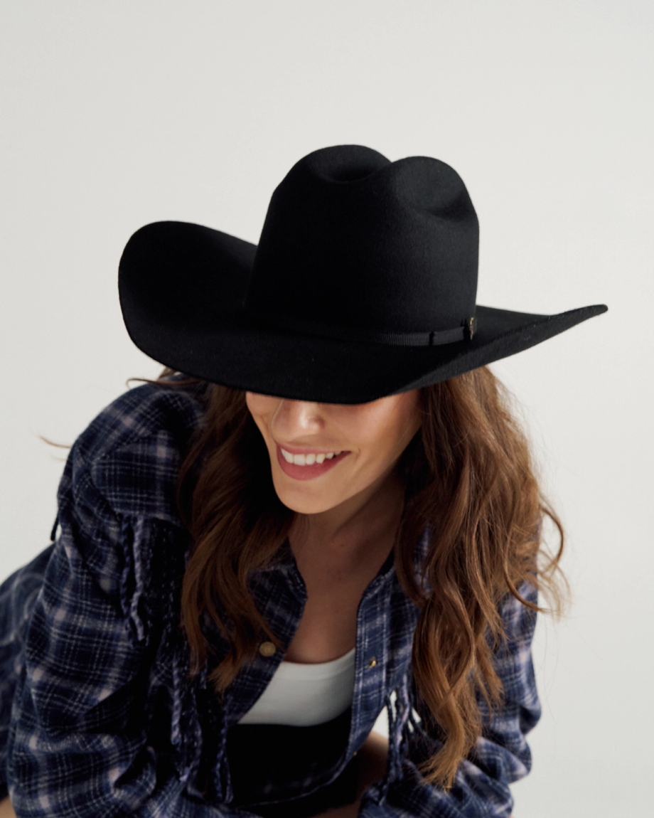 View of Cattleman Wool Cowboy Hat - Black
