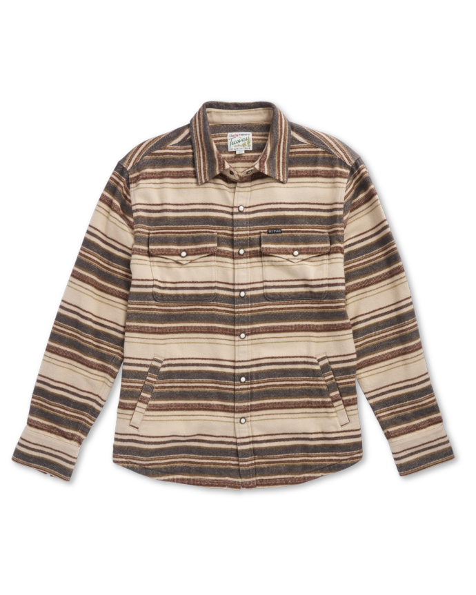 Front view of Men's Blanket CPO Shacket - Khaki / Multi on plain background