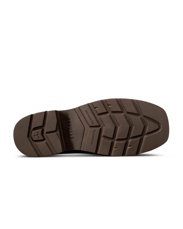 Toe view of LongHaul Waterproof Square Soft Toe Work Boot - Rust Cowhide on plain background