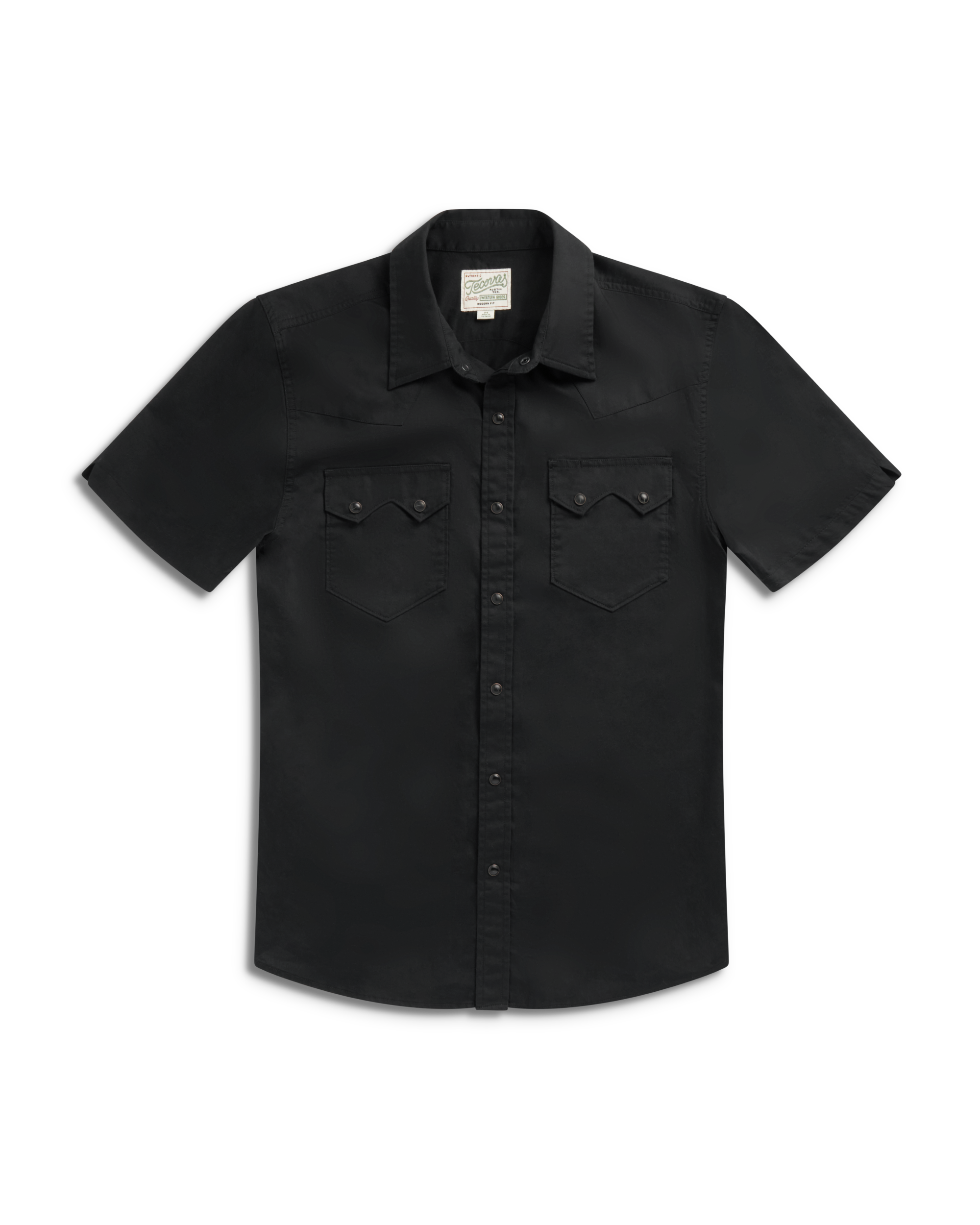 Closeup detail view of Men's Vintage Weight Short Sleeve Pearl Snap - Midnight