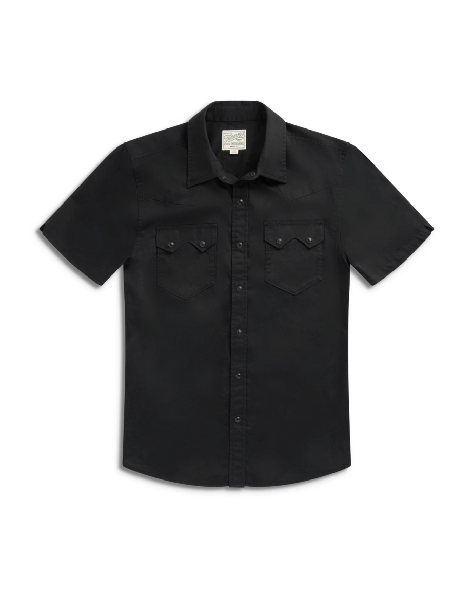 Closeup detail view of Men's Vintage Weight Short Sleeve Pearl Snap - Midnight