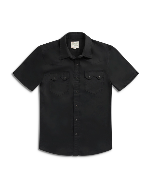 Closeup detail view of Men's Vintage Weight Short Sleeve Pearl Snap - Midnight