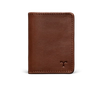 Front view of Calfskin Bifold Card Case - Bourbon on plain background