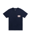 Closeup detail view of Men's Oval Tecovas Pocket T-Shirt - Navy/Red