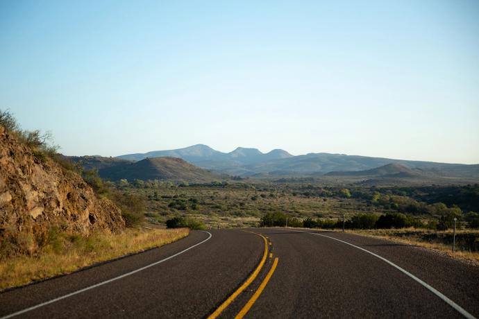 wide open road in west texas